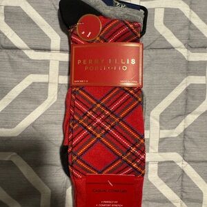 Perry Ellis Red and Black Plaid Men's Socks